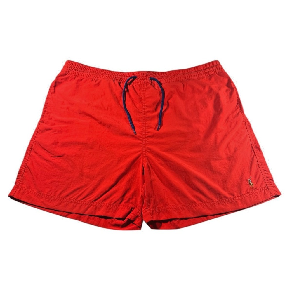 VTG Polo Ralph Lauren Swim Trunks Shorts Men's XL Red Nylon Mesh Lined 5" Inseam
